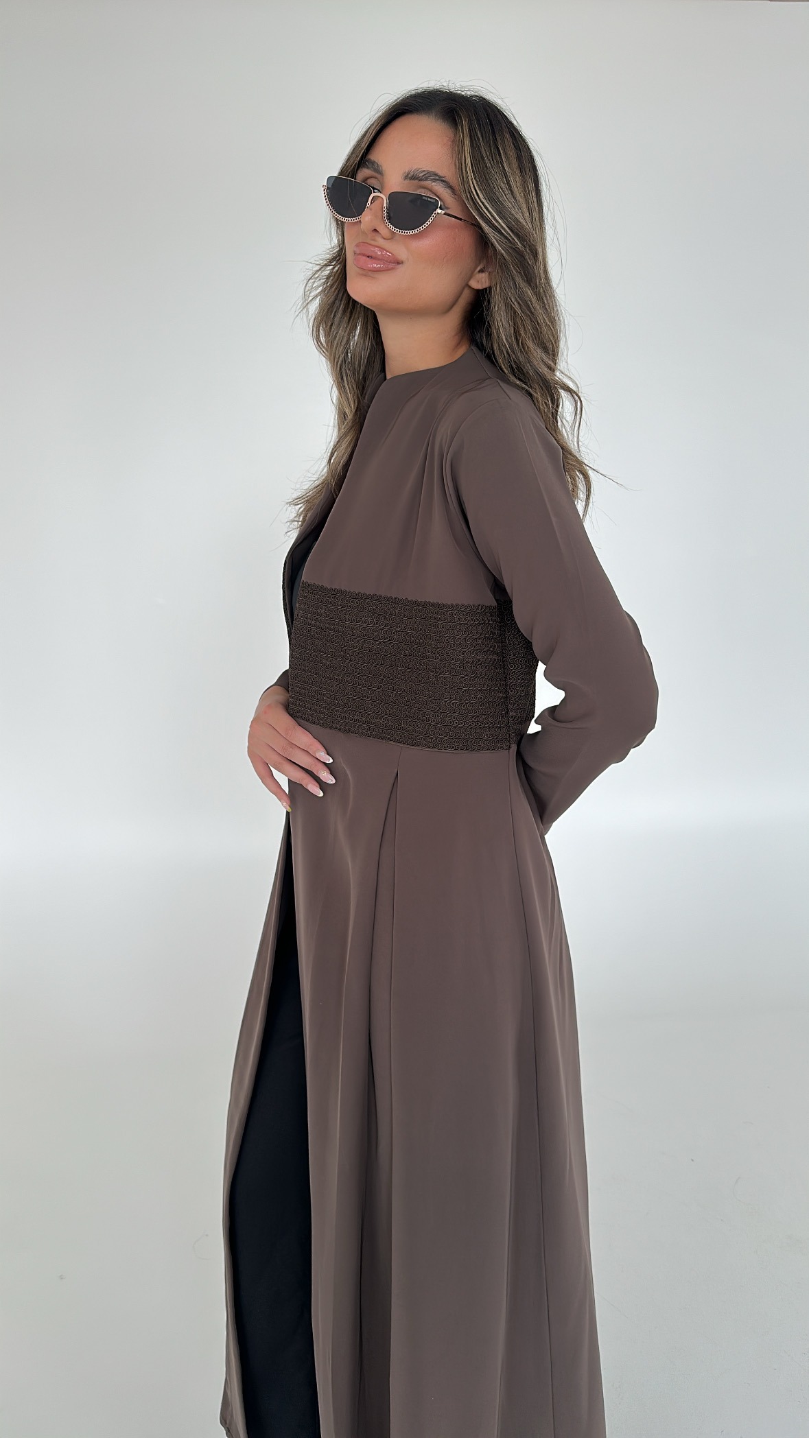 Light Brown Abaya with Moroccan design
