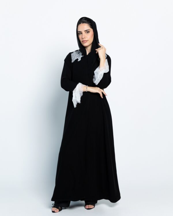 Black & white lace abaya