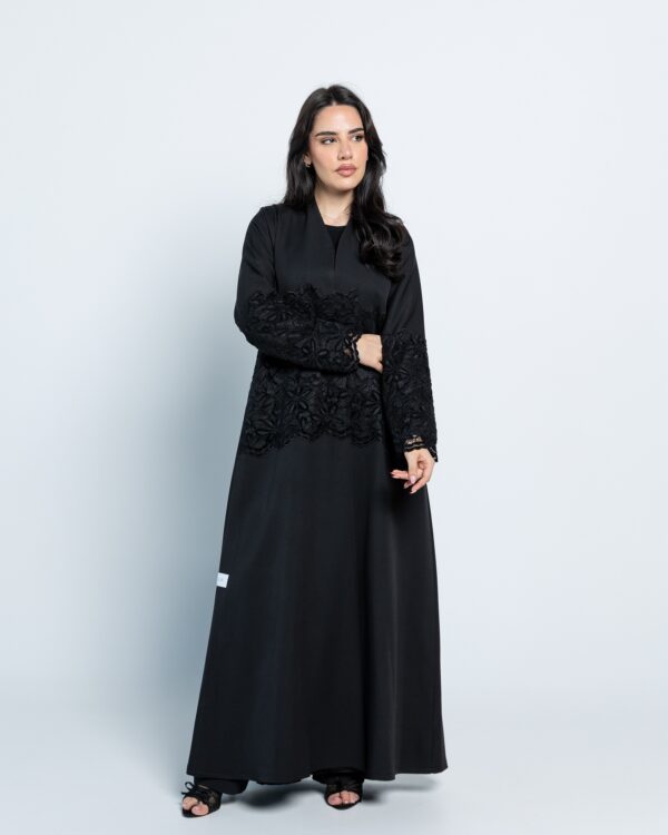 Black abaya with black lace