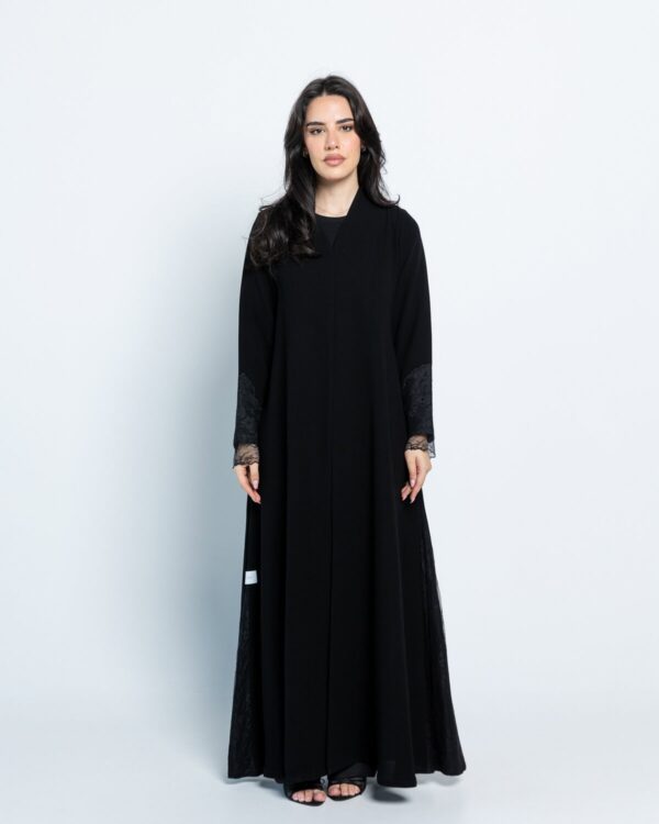 Black abaya with Sheer hand design