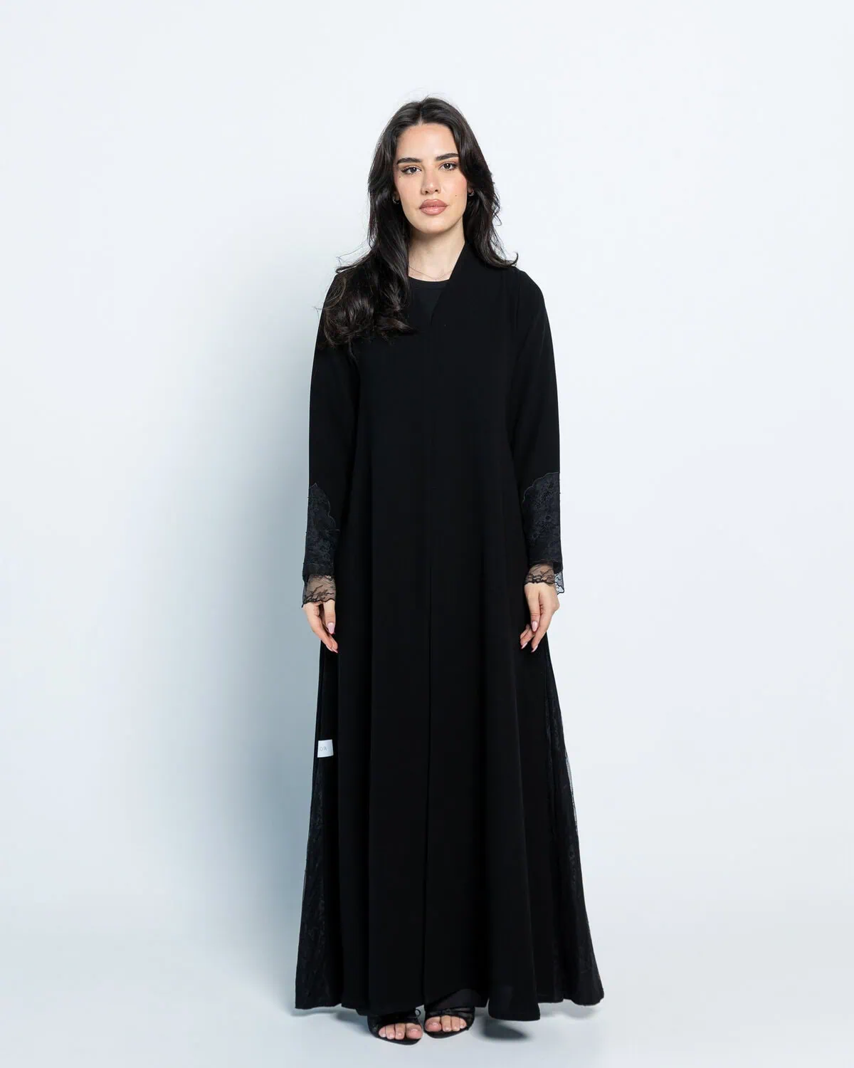 Black abaya with Sheer hand design