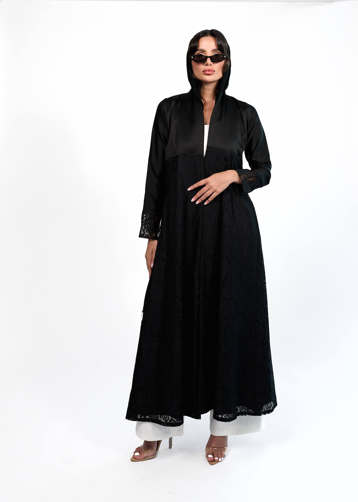 Black abaya with Black lace