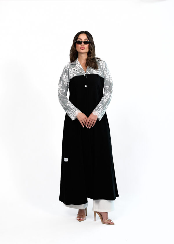 Black blazer style with White lace design