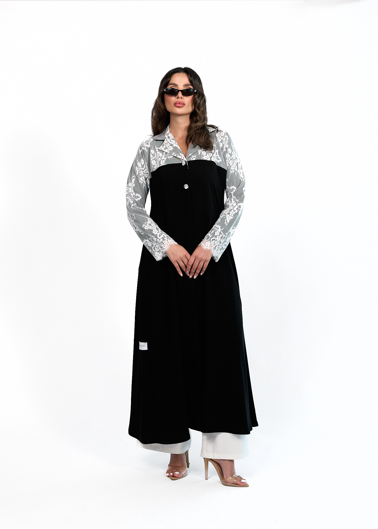 Black blazer style with White lace design
