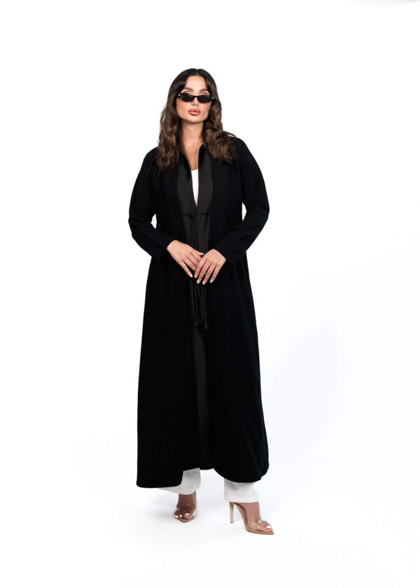 Black abaya with ribbon closure