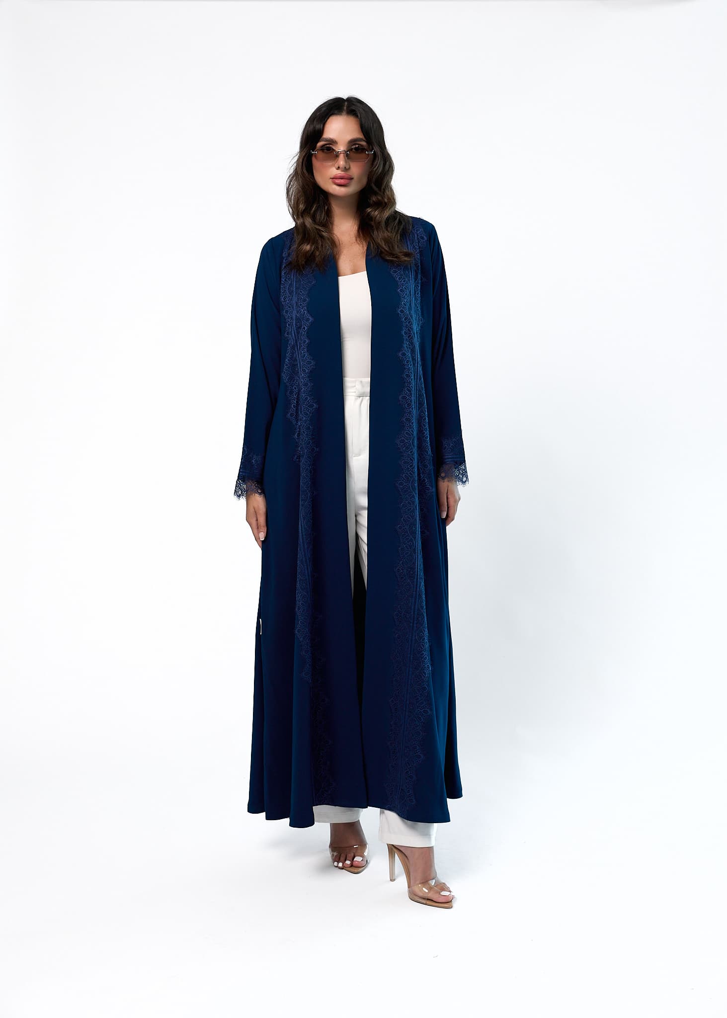Blue abaya with lace