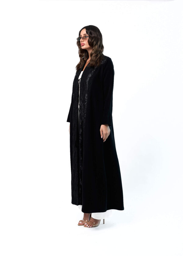 Black lace abaya with ribbon